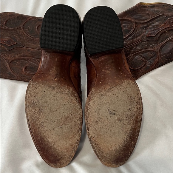 Cavender’s Ostrich Print Round Toe Cowboy Boots - Picture 9 of 16